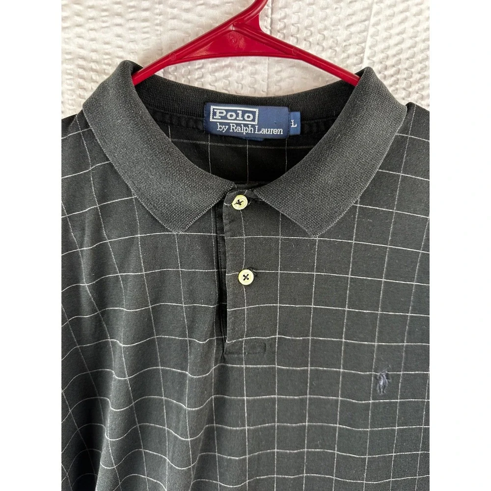 Polo Ralph Lauren black check short sleeve shirt size LARGE‎